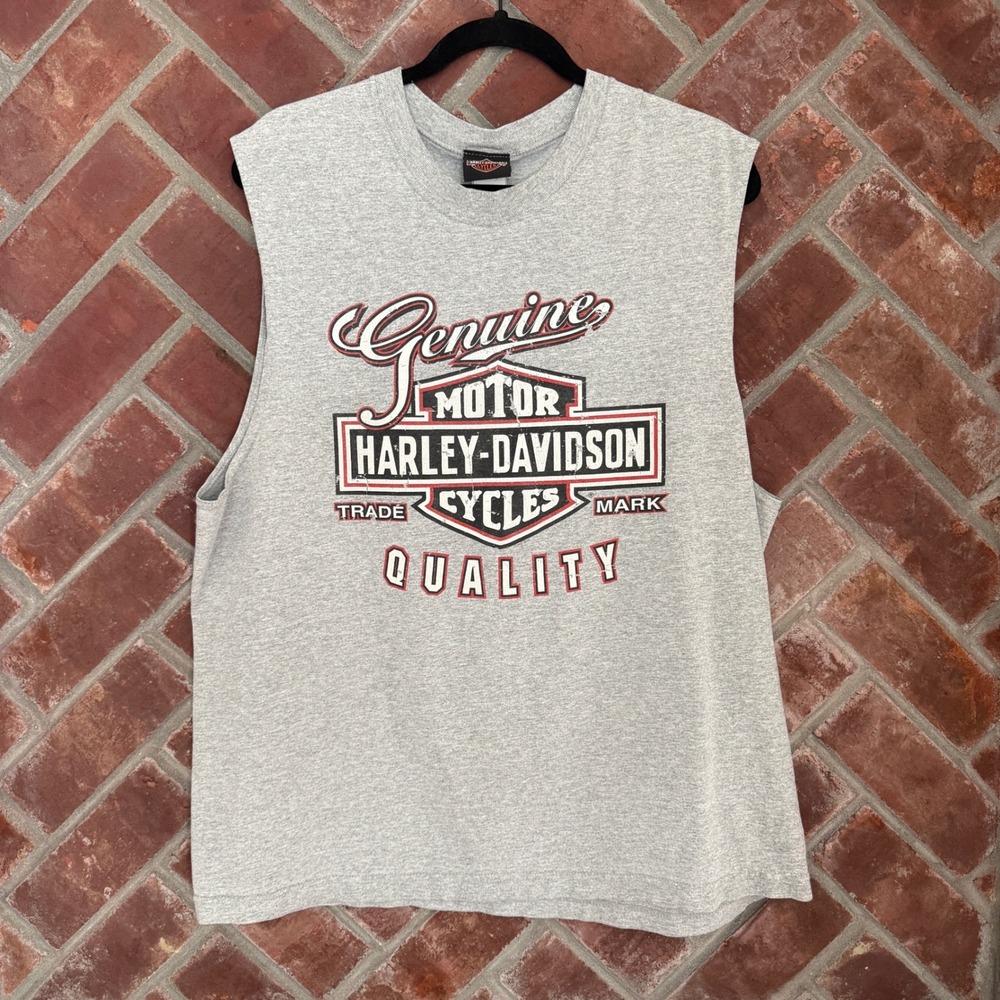 Harley Davidson Muscle Tee Men XL Gray Sleeveless Highland Somerset PA Graphic